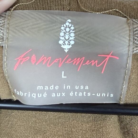 Free People FP Movement Elevate Zip Up Cropped Hoodie L Brown Camel Athleisure - Picture 6 of 9